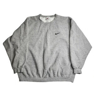 Vintage Nike Sweatshirt 90s Swoosh Sweater Size‎ Large Gray Made in USA